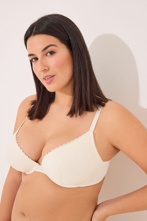 Womensecret GORGEOUS brasier push up de encaje y micro marfil marfil