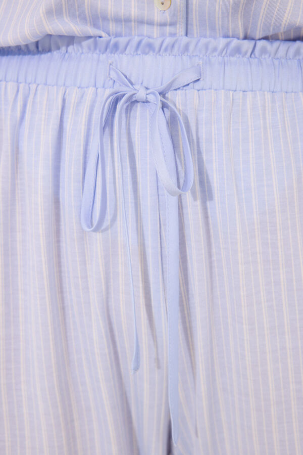Womensecret Pijama camisera de rayas azules de viscosa Capri  verde