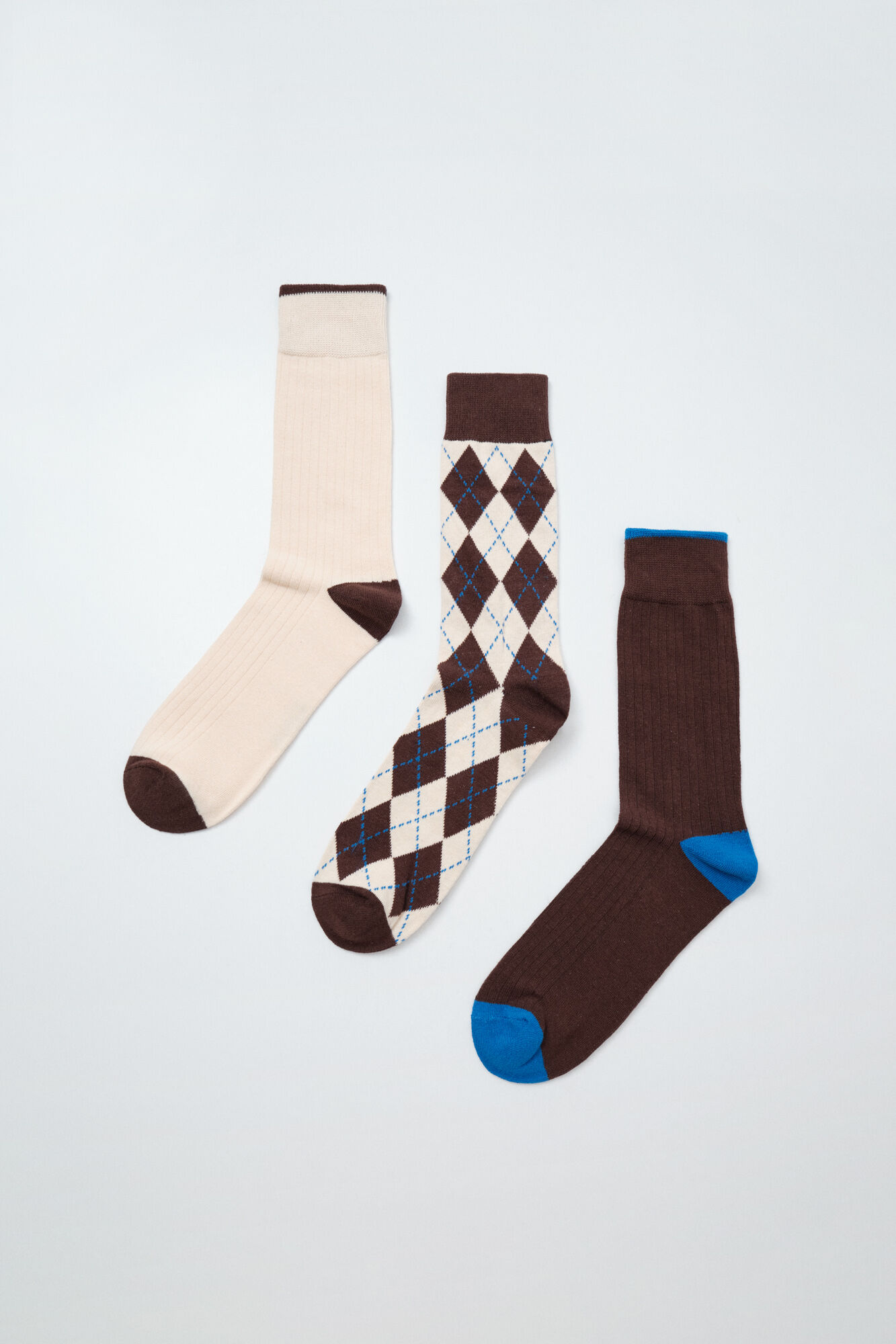 Women'secret Pack 3 calcetines lisos rombos marr&oacute;n