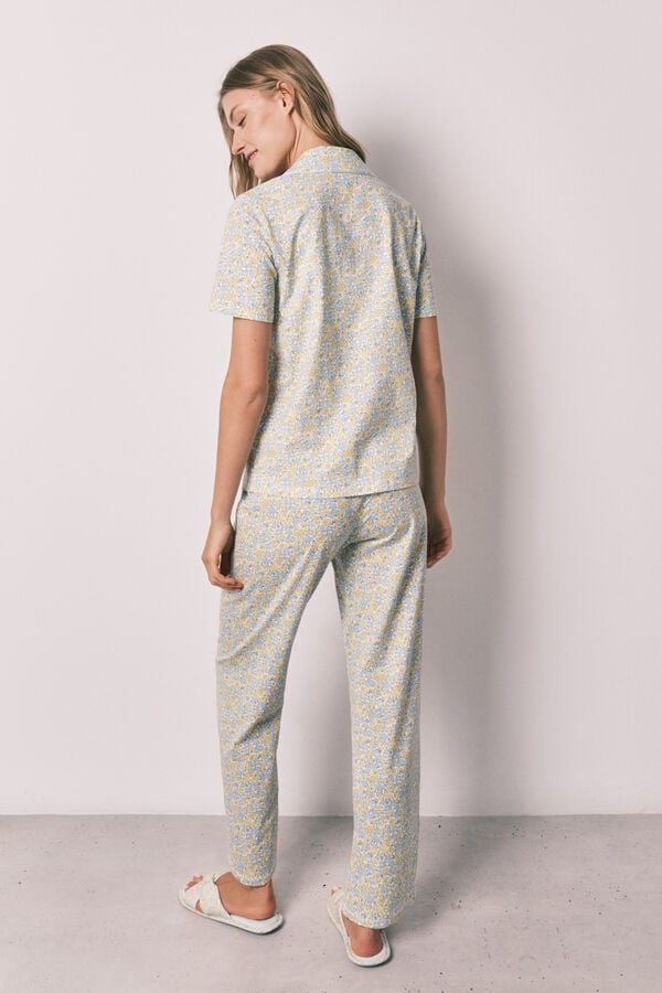 Women'secret Pijama larga camisera de algod&oacute;n con florecitas estampado