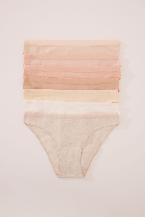Womensecret Pack de 7 panties clásica de algodón neutro blanco