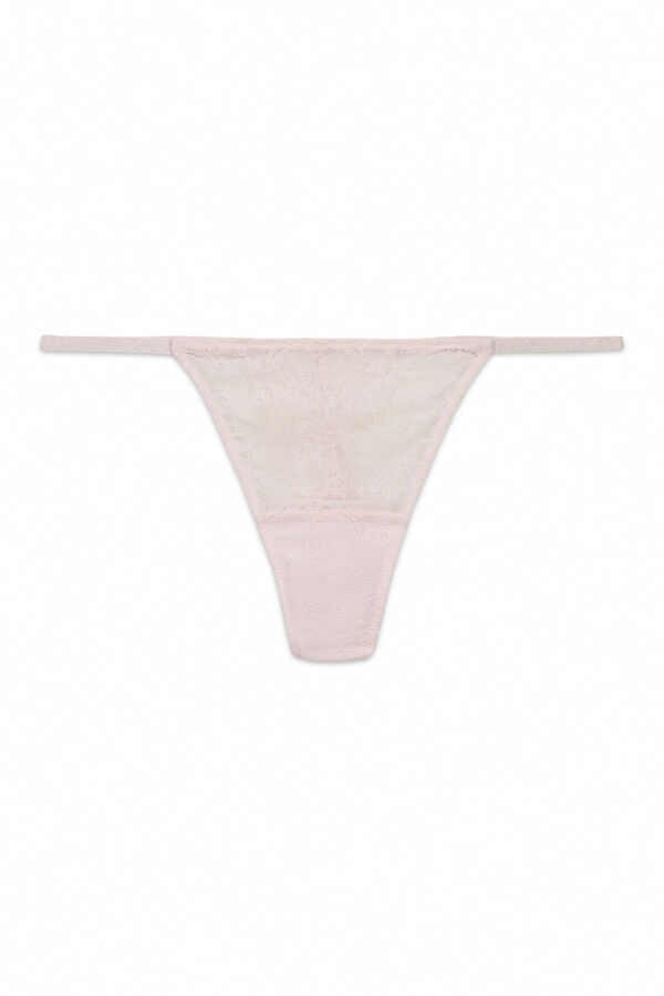 HI&BYE Tanga de encaje floral rosa rosa