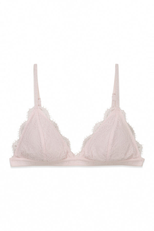HI&BYE Brasier triangular de encaje rosa rosa