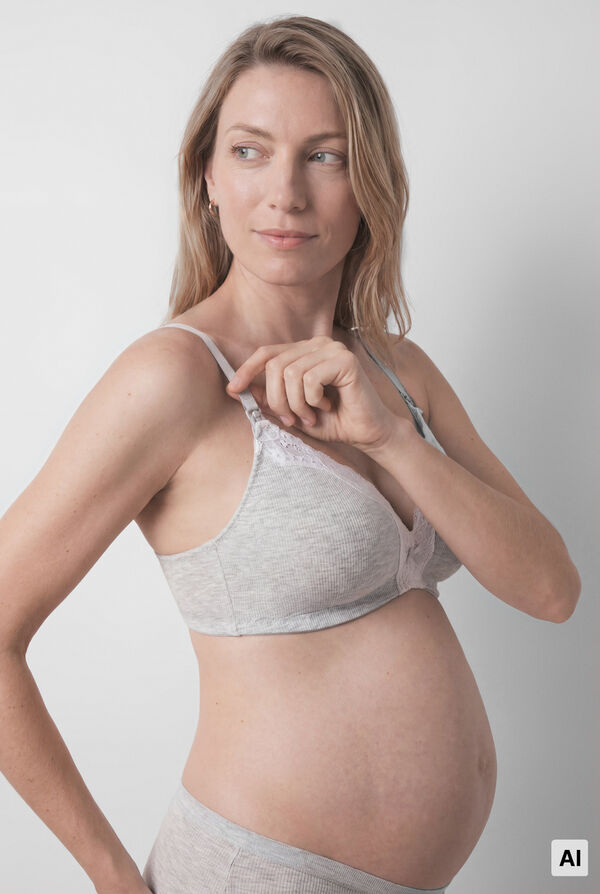 Women'secret Brasier maternity triangular de algod&oacute;n gris CHARMING gris