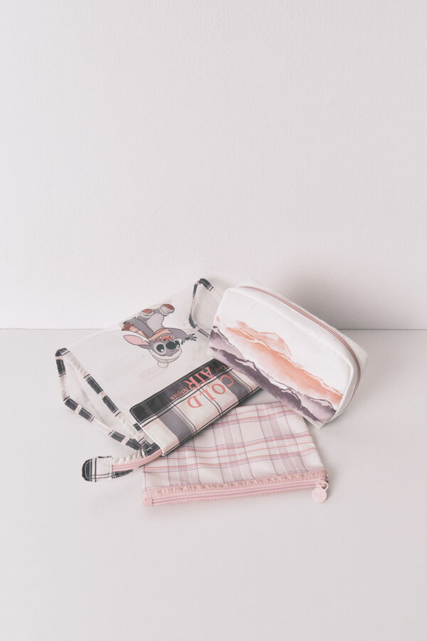 Women'secret Pack 3 neceseres estampado cuadros Stitch rosa