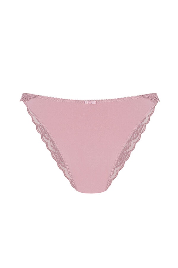 Womensecret Tanga microfibra encaje rosa rosa
