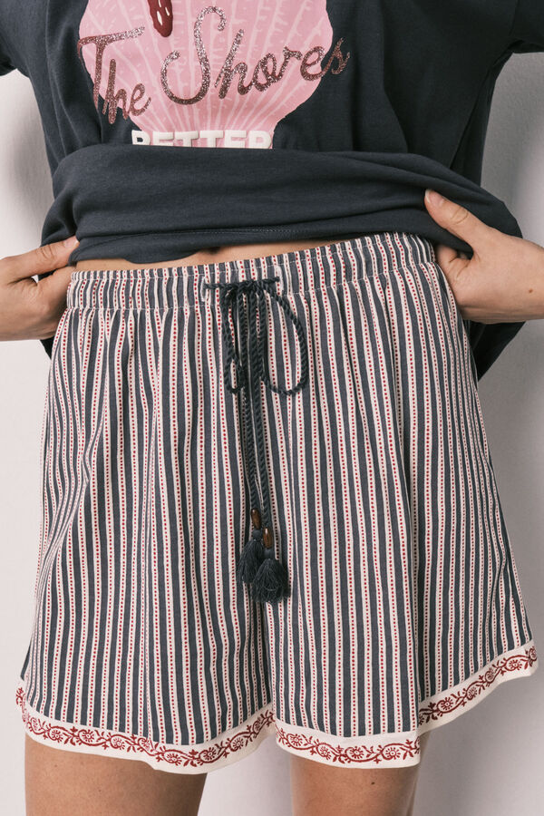 Women'secret Pijama corta de algod&oacute;n Snoopy gris