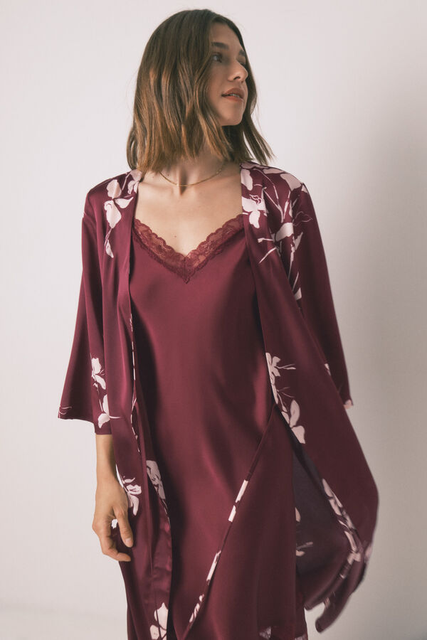 Womensecret Camisón camisón largo encaje vino púrpura