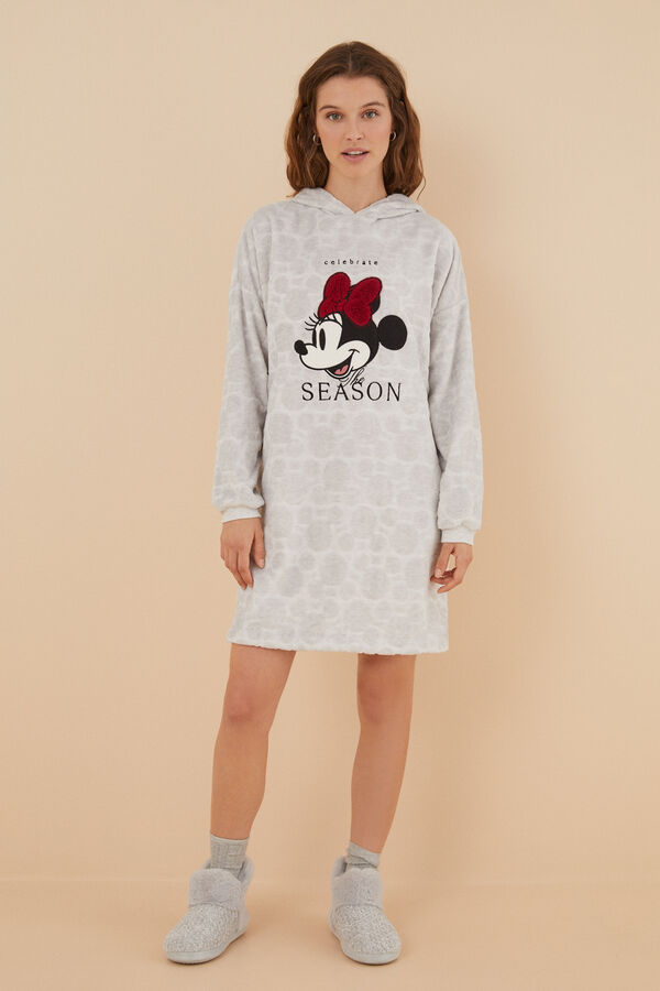 Womensecret Camisón con forro y capucha 3D Minnie Mouse gris