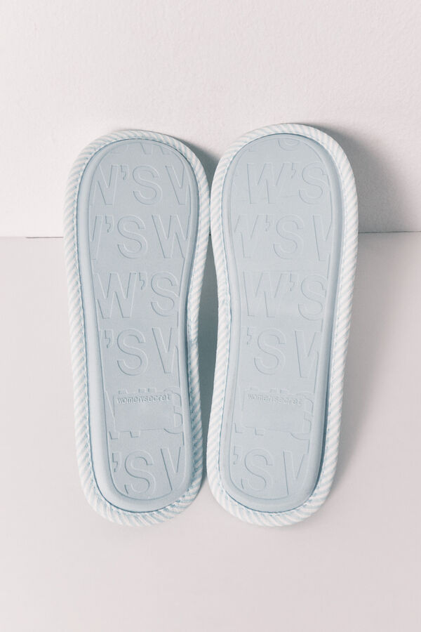 Women'secret Pantuflas a rayas con lazo verde verde