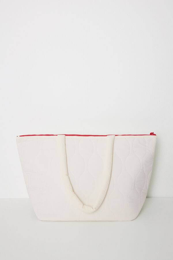 Womensecret Bolsa blanca nylon acolchado marfil