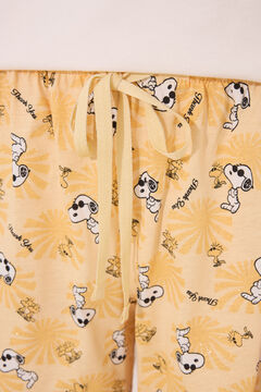 Womensecret Pijama corta de algodón color marfil de Snoopy marfil
