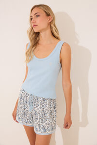 Womensecret Pijama corta de algodón con tirantes paisley azul  azul