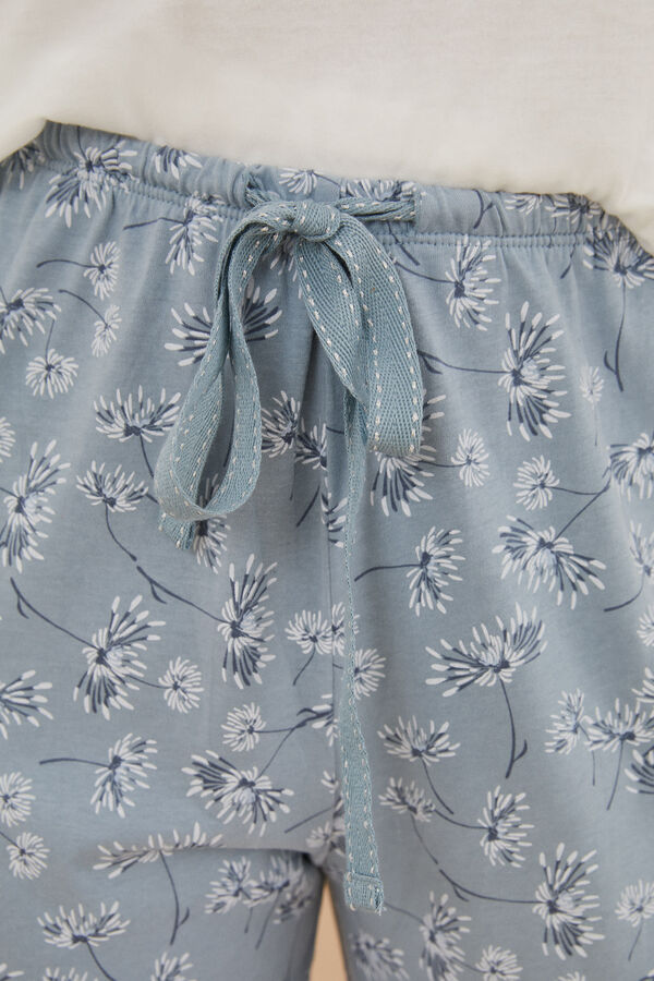 Womensecret Pijama pantalón largo 100% algodón flores marfil