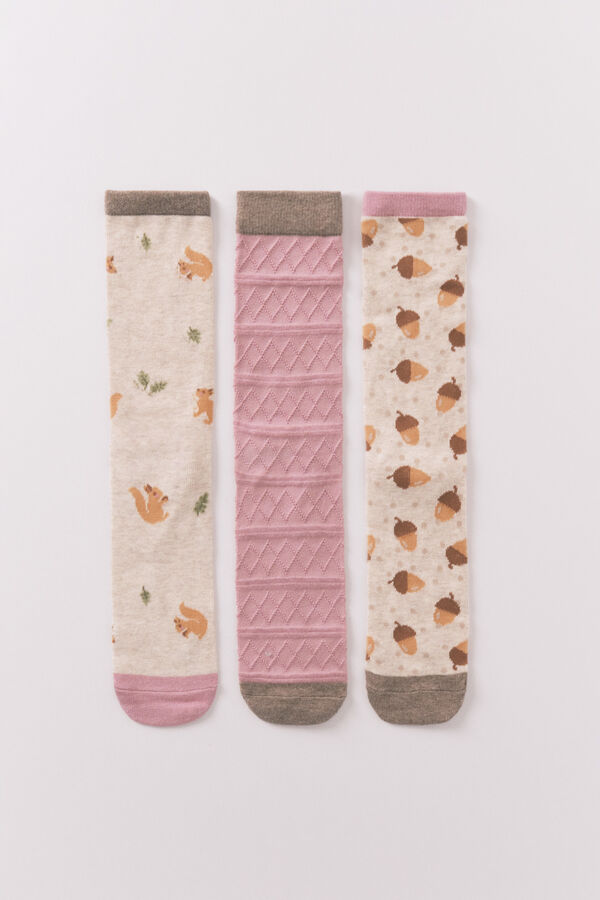 Womensecret Pack de 3 calcetines largos de ardilla  estampado