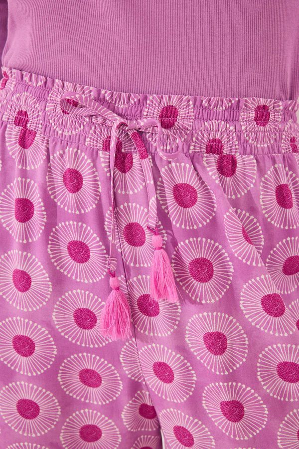 Womensecret Pantalón largo de viscosa con estampado geométrico estampado