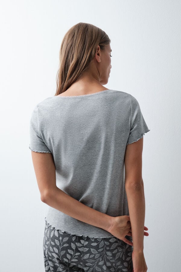 Women'secret Playera manga corta de algod&oacute;n gris gris