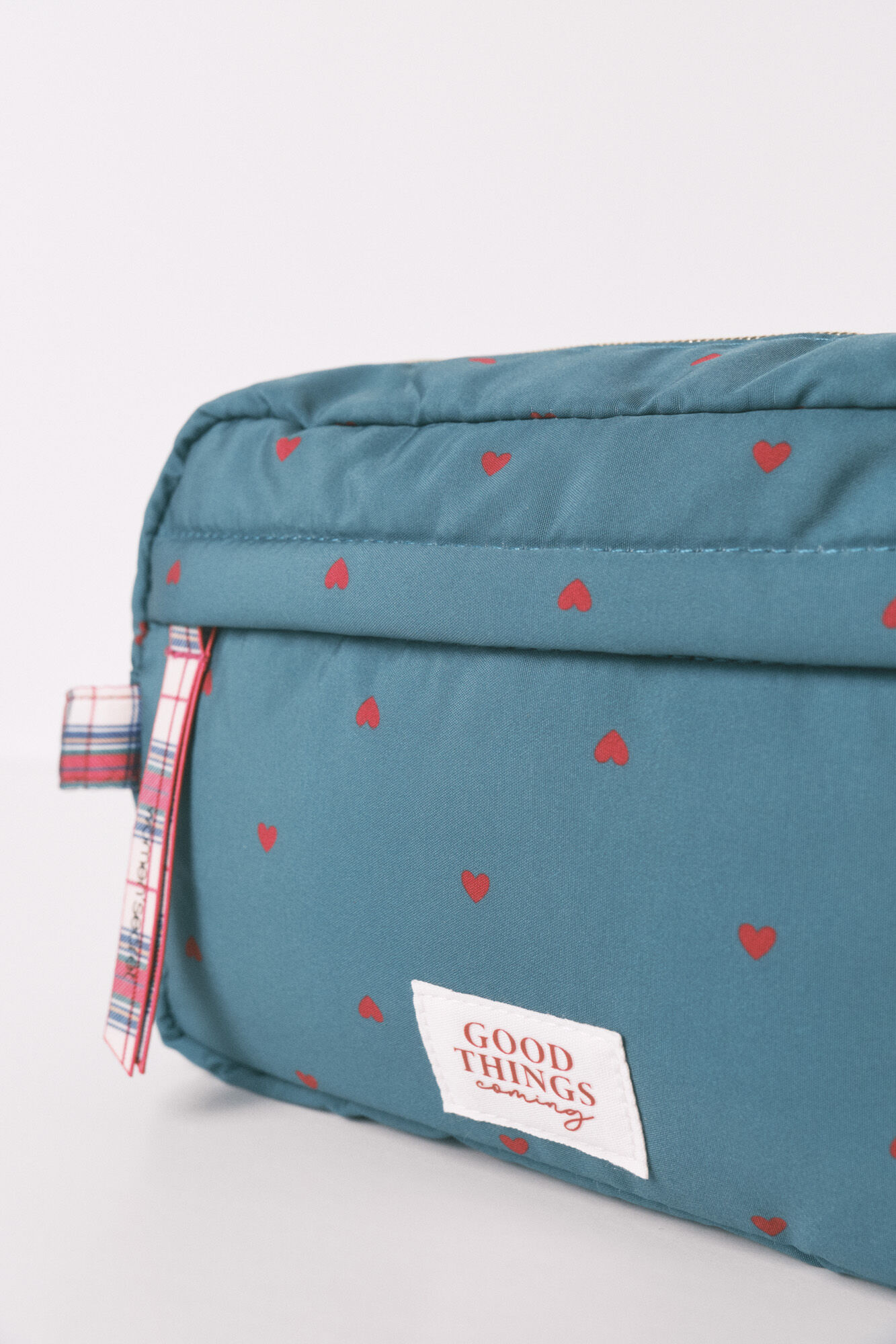 Women'secret Neceser de nailon verde mediano con estampado de corazones