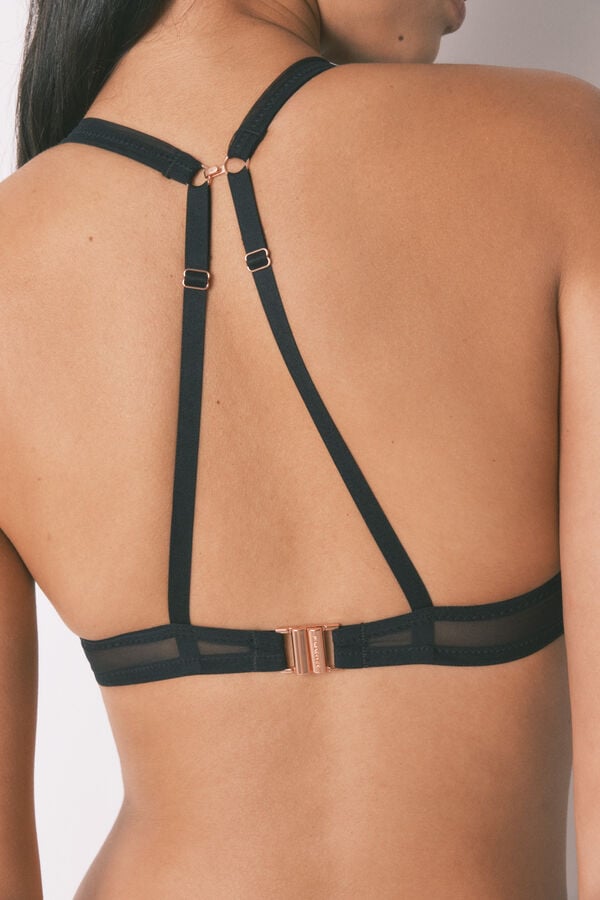 Women'secret Brasier cuello halter de tul negro con cierre especial  negro