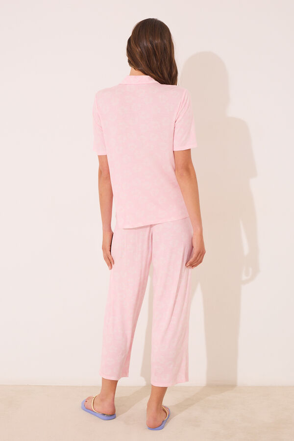 Womensecret Pijama camisera Capri de viscosa rosa rosa