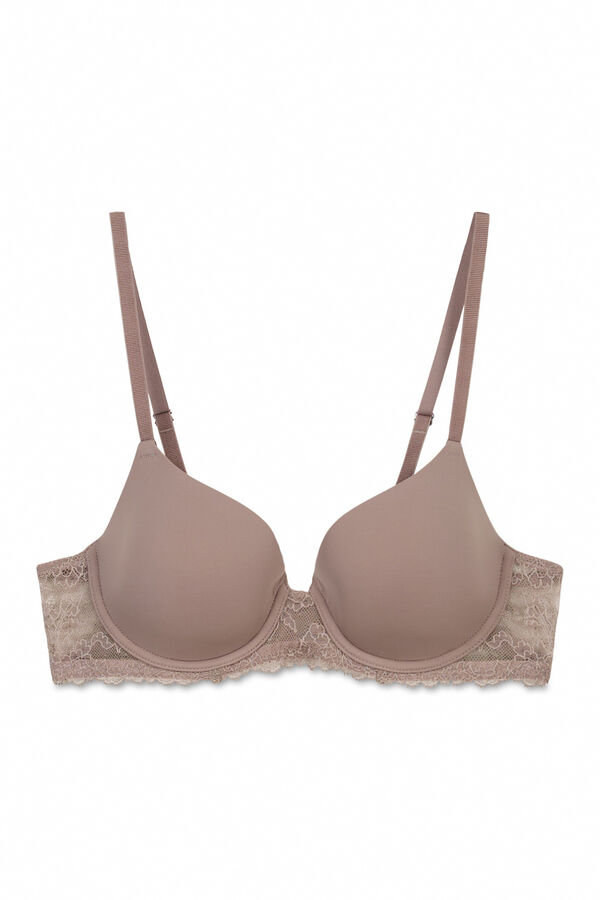 Women'secret Brasier cl&aacute;sico de microfibra y encaje beige BEAUTIFUL nude