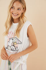 Womensecret Pijama corto 100% algodón Snoopy blanco marfil