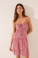 Womensecret Vestido corto mini corto con estampado floral crema short blanco