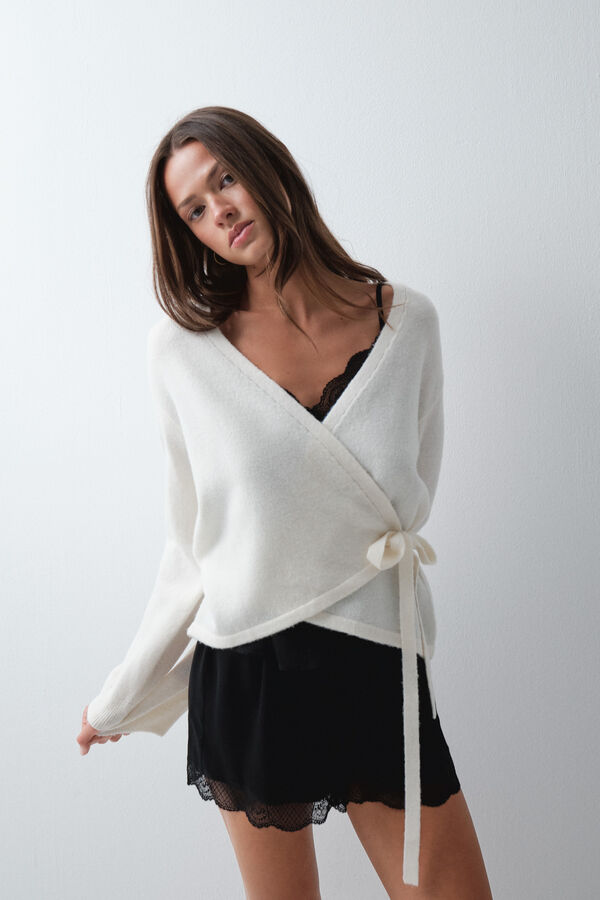 Women'secret Bata cruzada c&aacute;rdigan ballet marfil