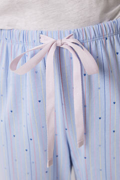 Womensecret Pijama larga 100% algodón azul corazones gris