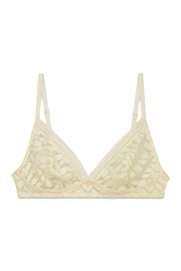 Women'secret Brasier triangular NATURAL de encaje beige caf&eacute;