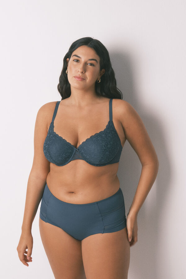 Women'secret Panty alta clásica de microfibra verde verde