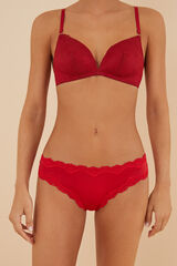 Womensecret Panty brasileño microfibra encaje rojo rojo