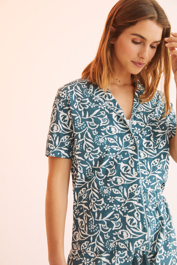 Womensecret Pijama camisera 100% algodón Capri estampado flores estampado