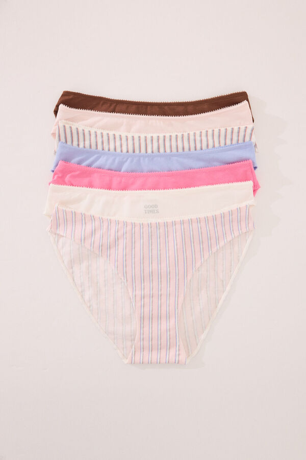 Womensecret Pack de 7 panties clásica de algodón con purpurina multicolor estampado