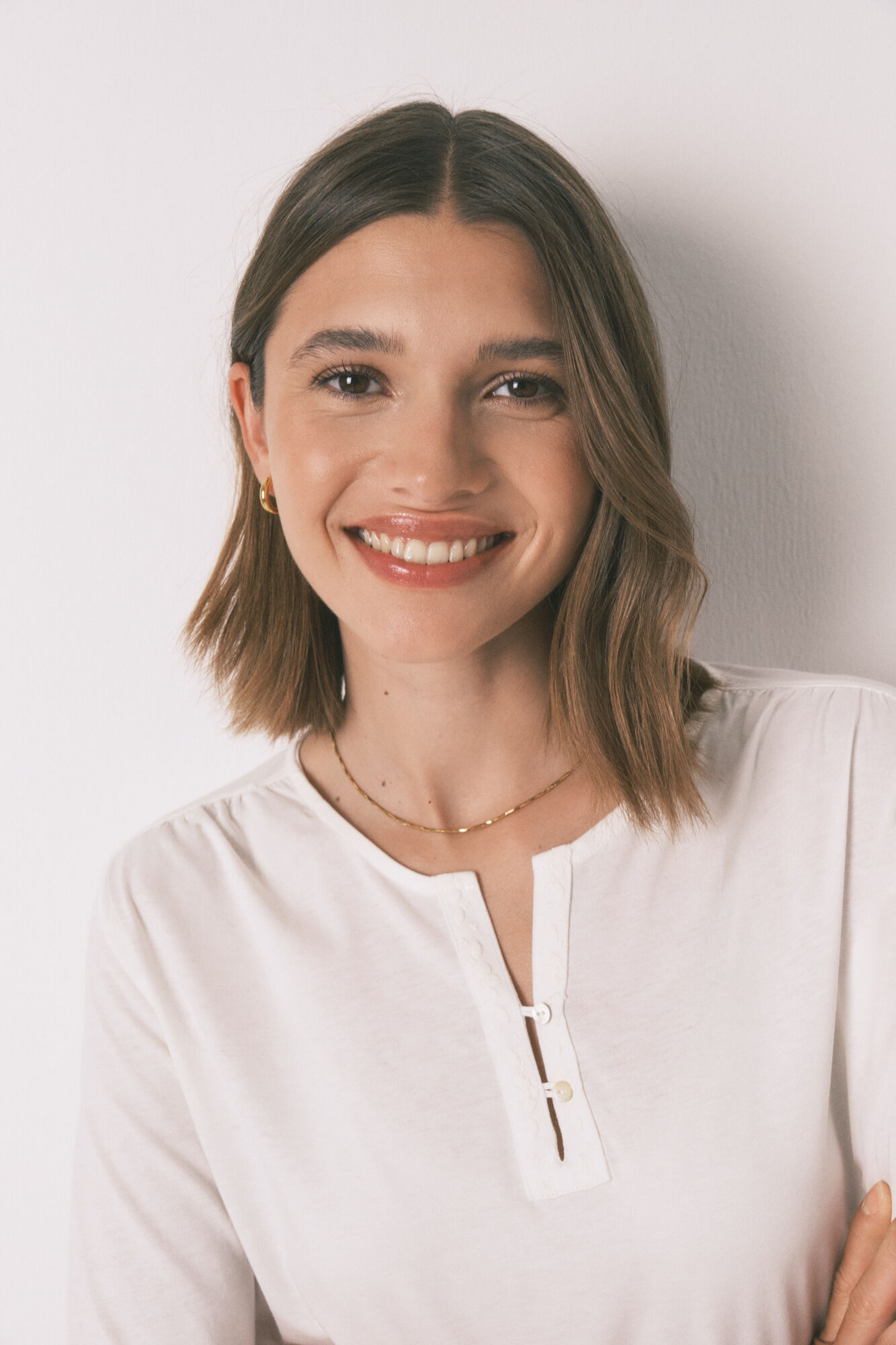 Women'secret Playera blanca de manga larga 100% algod&oacute;n