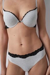 Women'secret Panty ancho de algod&oacute;n acanalado gris gris