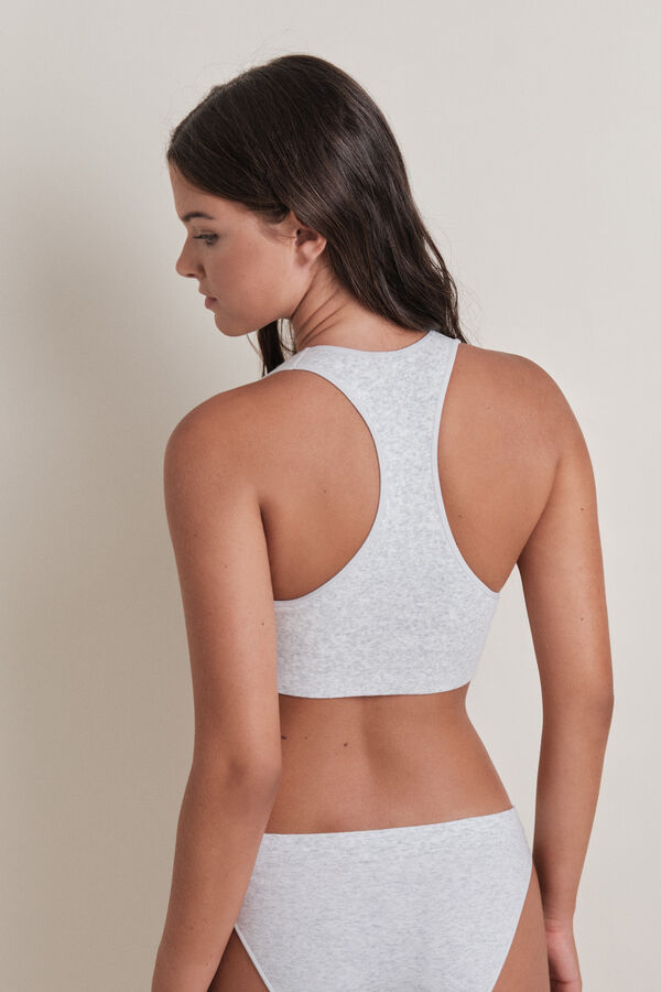 HI&BYE Top deportivo sin costuras acanalado gris gris
