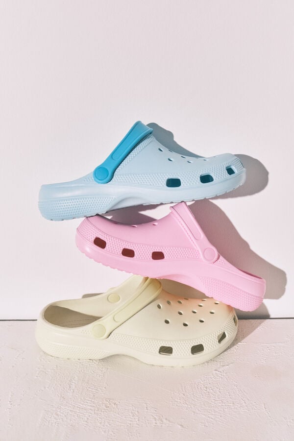 Women'secret Pantunflas zueco de goma naranja blanco