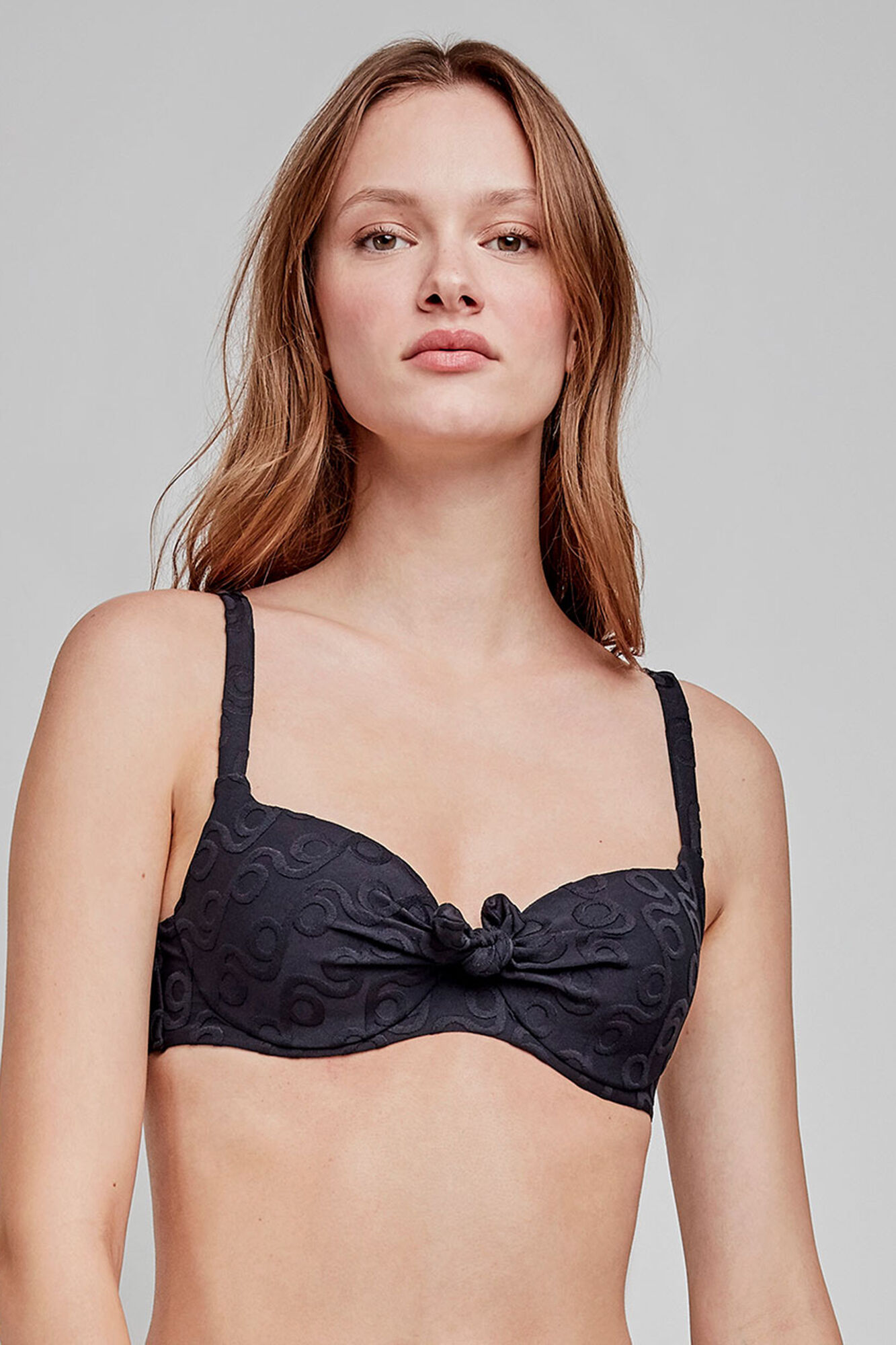 Gisela Top de bikini con capacidad y estampado geom&eacute;trico negro