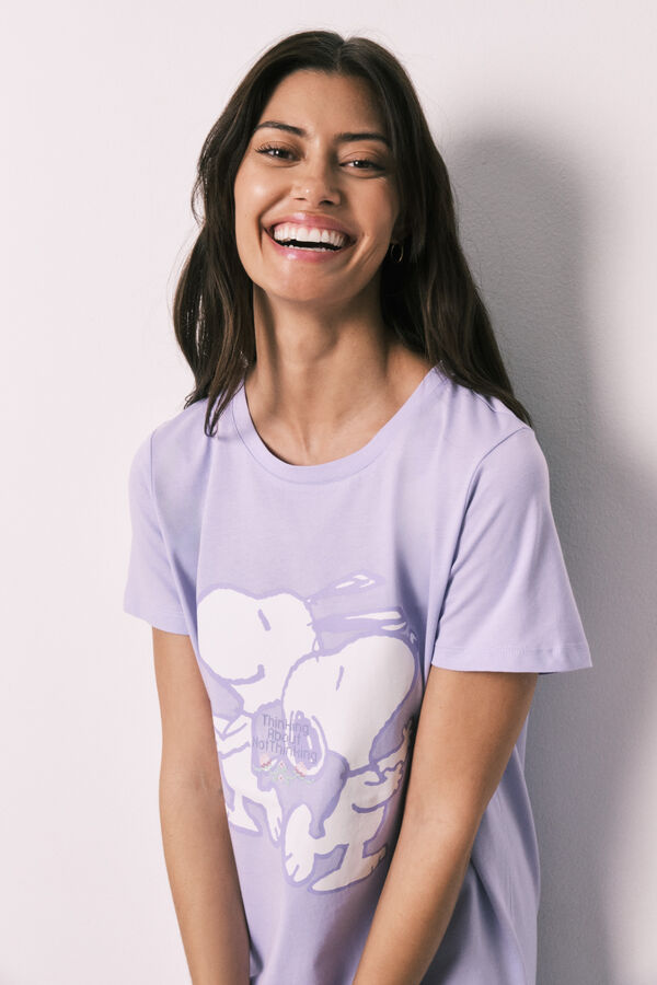 Women'secret Camis&oacute;n de algod&oacute;n Snoopy lila morado/lila
