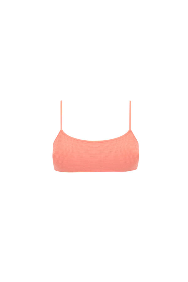 Womensecret Top de bikini plisado de tejido naranja naranja