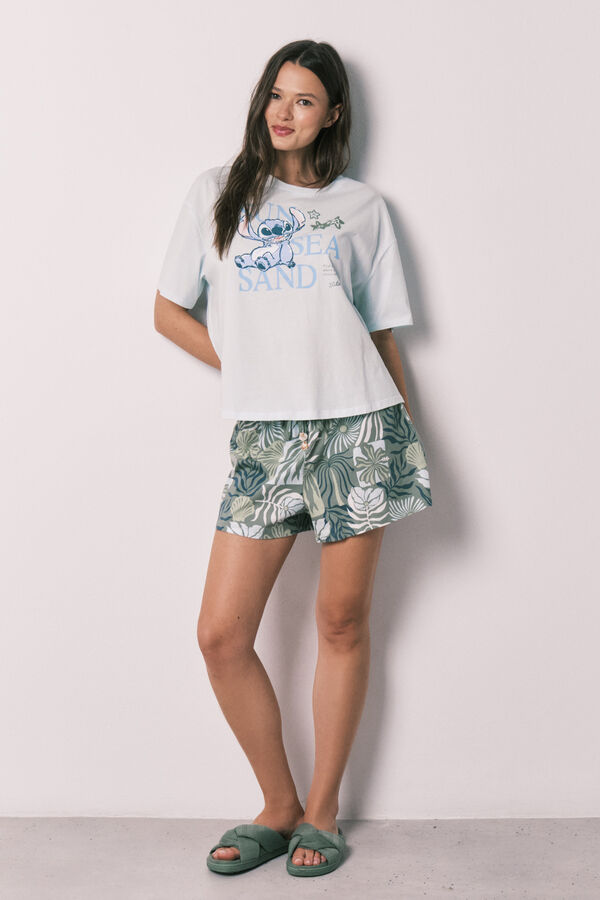 Women'secret Pijama corta de manga corta Stitch azul azul