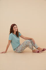 Womensecret Pantalón largo 100% algodón estampado flores Moniquilla estampado