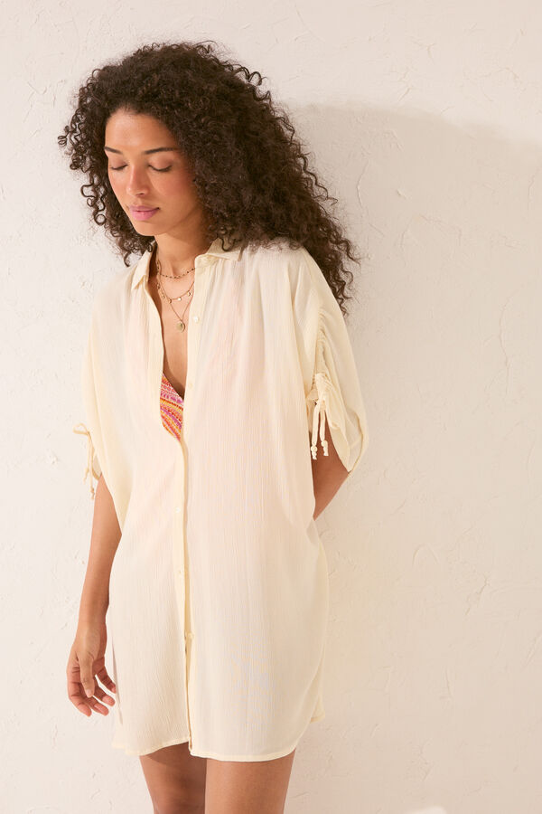 Womensecret Salida de playa bambula blanco marfil