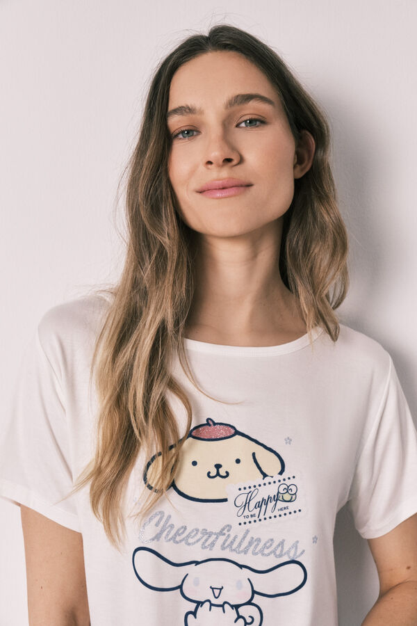 Women'secret Pijama larga Cinnamoroll estampado geom&eacute;trico marfil