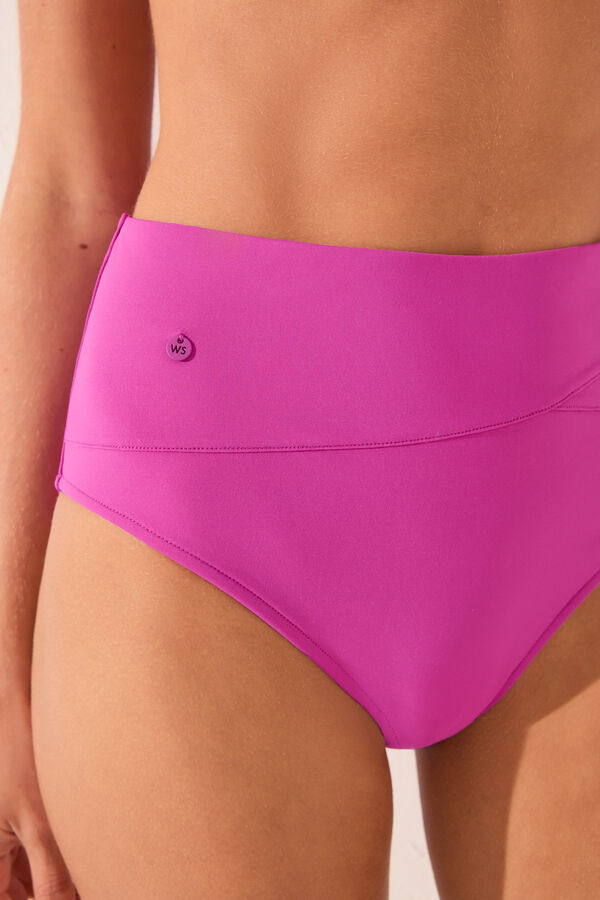 Womensecret Panty de bikini de cintura alta con efecto moldeador morado/lila