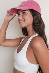 HI&BYE Gorra de algodón rosa con logo bordado rosa