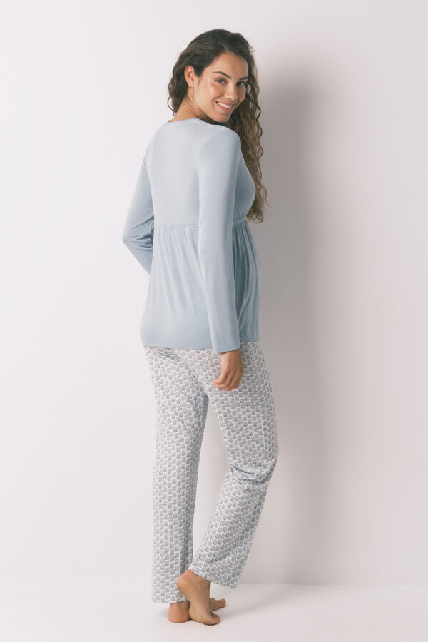 Womensecret Pijama capri "premamá" azul técnica soft touch verde