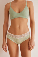 Womensecret Braga ancha algodón encaje margaritas verde