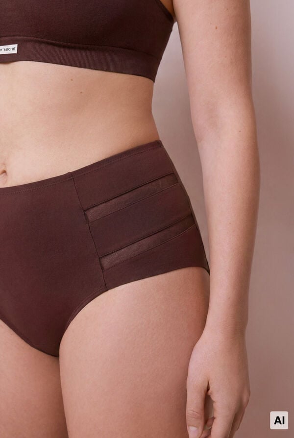 Women'secret Panty moldeadora de tiro alto deportiva caf&eacute; caf&eacute;